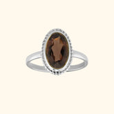Vintage Luna Smoky Quartz ring silver